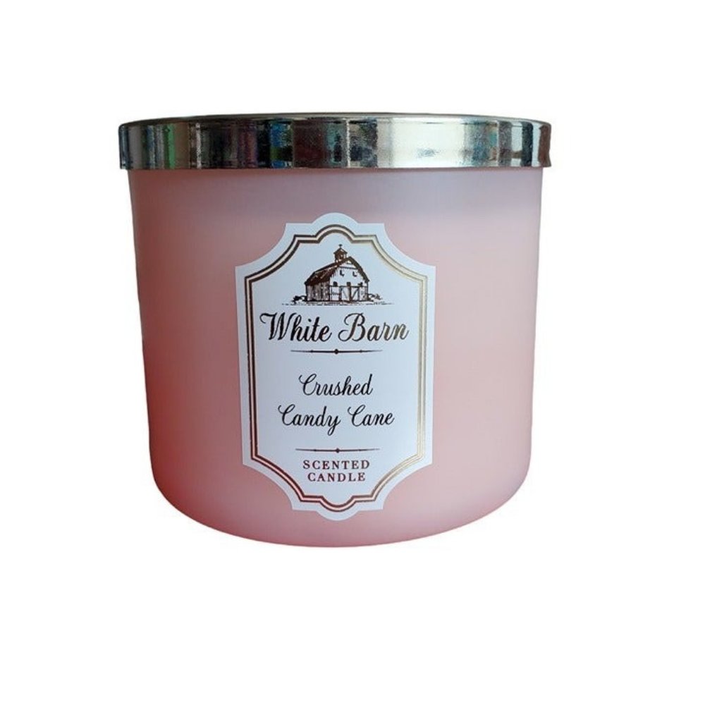 Bath & Body Works 3 Wick Candle Scent CRUSHED CANDY CANE, 14.5 OZ - DISCONTINUED